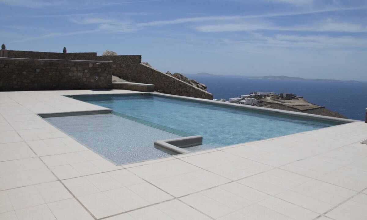 Fanari Villa | Mykonos Villa Coralba with swimming pool, helipad, sunset and sea view