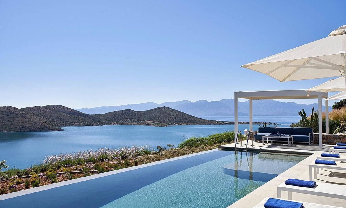 Elounda Villa | Panoramic Sea Views to Spinalong Island with a heated pool
