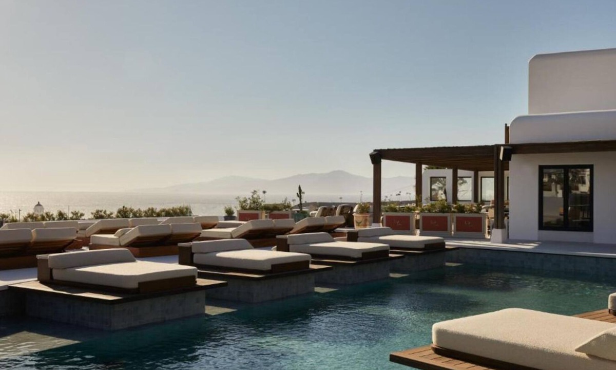Drafaki Hotel | Private Pool Suite w/Warm Interiors & Spectacular Sunset Views of Mykonos