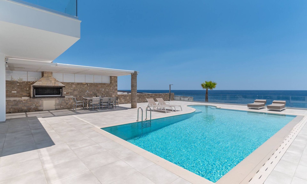 Mavros Kolimpos Villa | seafront brand new luxury villa, heating pool -ideal for families, free transfer
