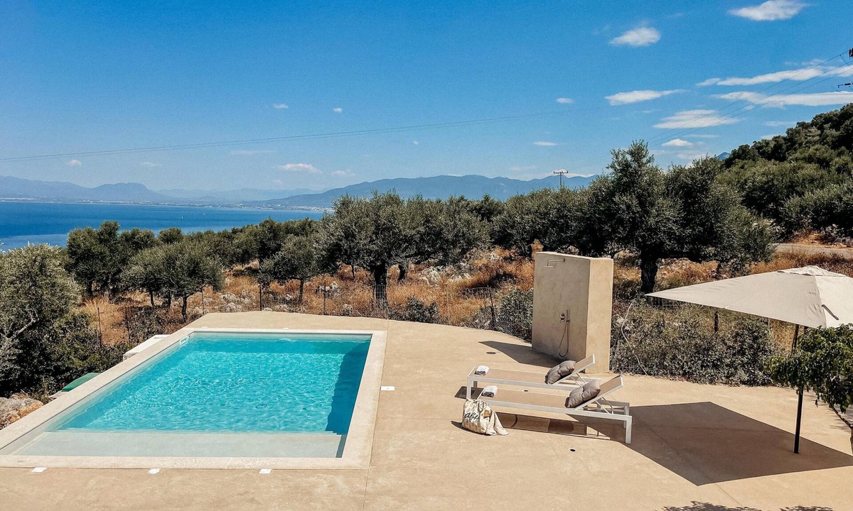 West Mani House | Vacation home with panoramic ocean views and a pool, ideal for a workation