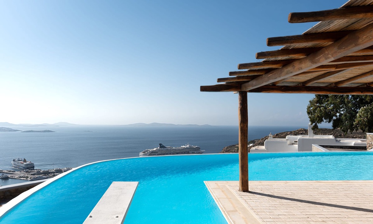 Mykonos Town House | Villa Leon Majestic Unlimited View to the Infinite Blue Waters of the Aegean