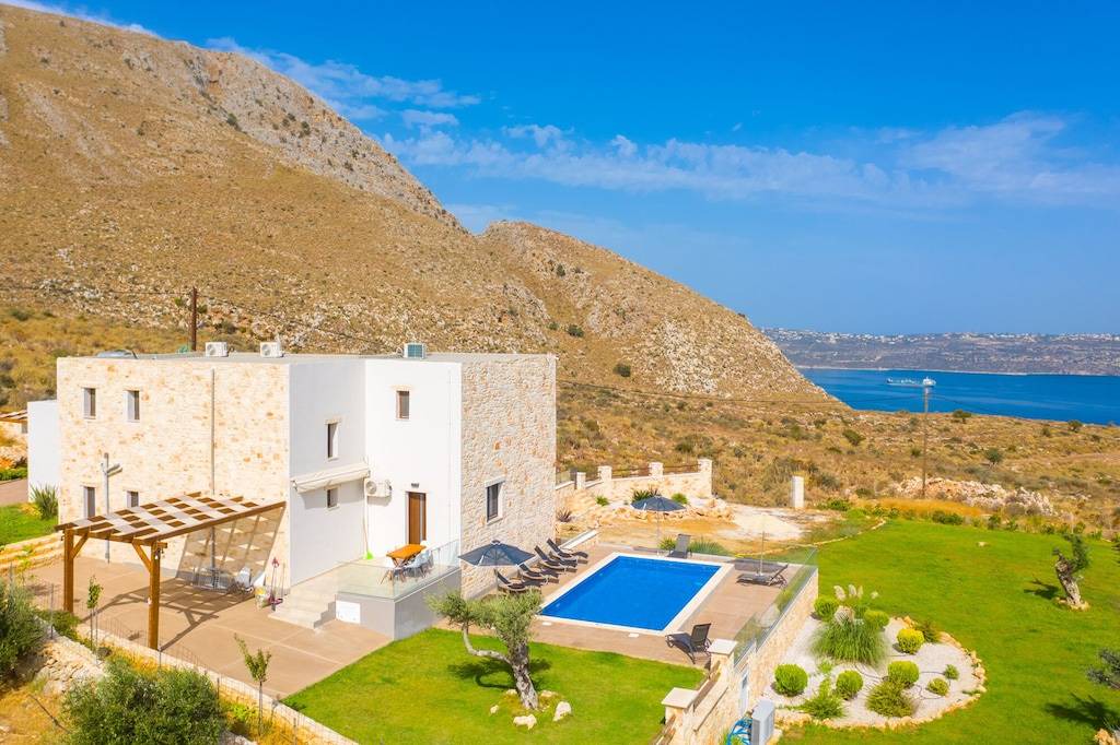 Megala Chorafia Villa | Villa Lulla: Large Heated Private Pool, Sea Views, A/C, WiFi