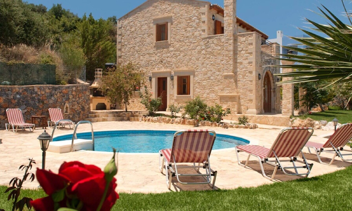 Agia Triada Villa | Wonderful private villa with A/C, private pool, WIFI, TV, patio, panoramic view and parking