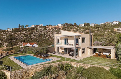 Plaka Villa | Architect-Designed Modern Villa with Heated Pool & Sea Views | Almyra SK Place