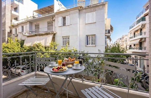 Vyronas Apartment | Bright Cozy 2BR l Private Balcony & Work Corner