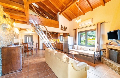 Skala Villa | Corfu Villa Nikolas with Sea View, Private Garden, A/C & Wi-Fi