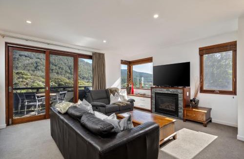 Thredbo Apartment | Elevation 2 bedroom with guest room gas fire and mountain views