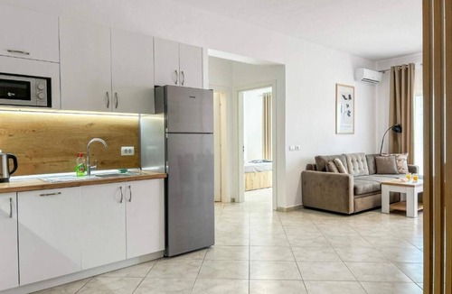 Shkembi i Kavajes Apartment | Exceptional 2-Bedroom Beachfront Apartment with Sea View, WiFi & AC