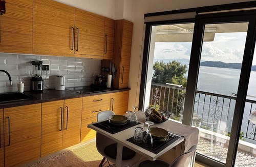 Skiathos Town House | Fully equipped seafront house with spectacular seaview & small beach right below