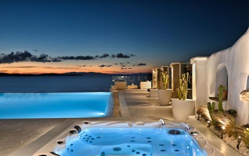 Agios Ioannis Villa | Mykonos Sea&Sunset view villa pool-hot tub by Calypso Sunset Villas