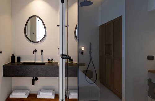 Mykonos Town Villa | Mykonos Town Black Villa with Cave Heated Pool