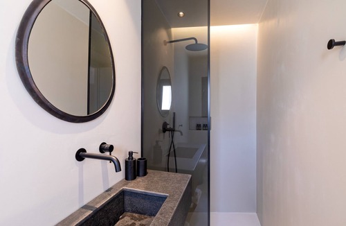 Mykonos Town Villa | Mykonos Town Black Villa with Cave Heated Pool