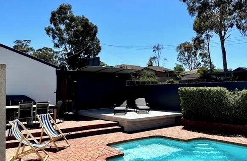 Golden Square House | Palm Springs Resort Style Spacious living + Pool & Indoor Wood Fire Place!