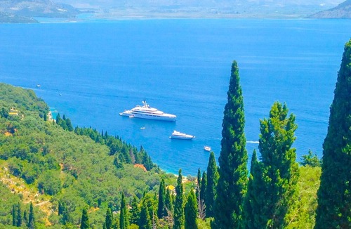 Kentroma Villa | Triantafyllo: Stunning views, near Agni - Kalami, pool