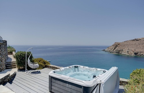 Syros Villa | Villa "Blueros - Main" with Sea View, Shared Pool & Wi-Fi