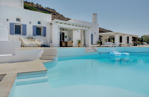 Syros Villa | Villa "Blueros - Main" with Sea View, Shared Pool & Wi-Fi