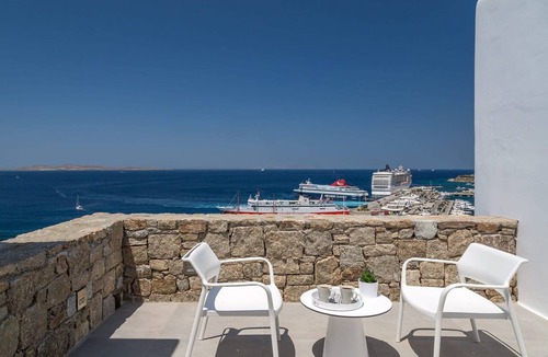 Tourlos Villa | Villa Corenyth, Divine Sea Views, Private Furnished Terrace, Shared Pool,.
