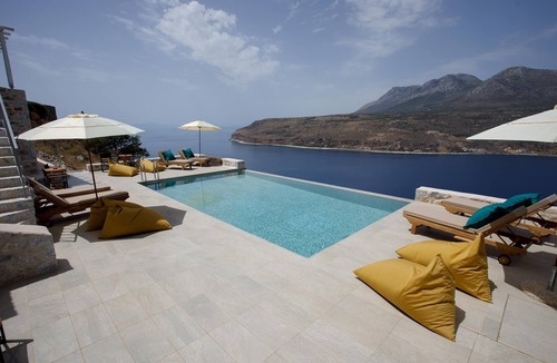 Limeni House | Villa POSEIDON with shared pool, exposed position over the sea, Peloponnese
