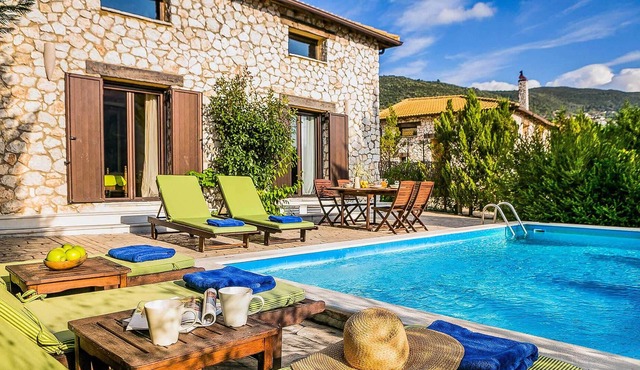 A private, luxury, stoned built villa with its own swimming pool. in Vassiliki