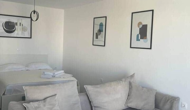 Minimal Grey Apartment Pool-front in Paros
