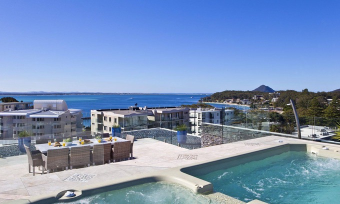 Nelson Bay Apartment | Penthouse Palace - Private Heated Pool and Spa