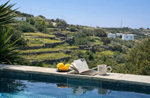 Andros Villa | Villa Kotseli: Traditional Stone House with Pool & Sunset Sea Views